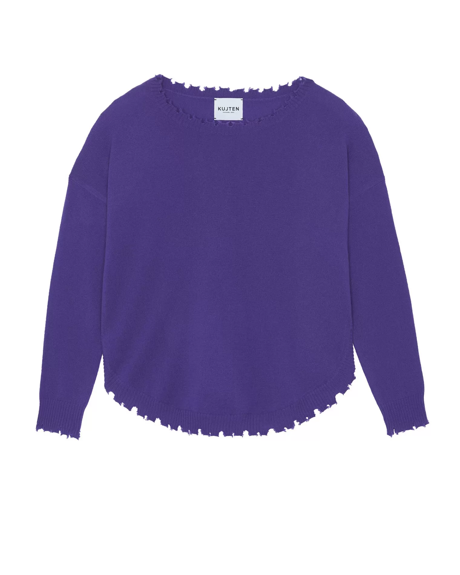 Kujten Sweaters & Sweatshirts>Women Round Neck Cashmere Sweater, 2-Threads Deep Purple