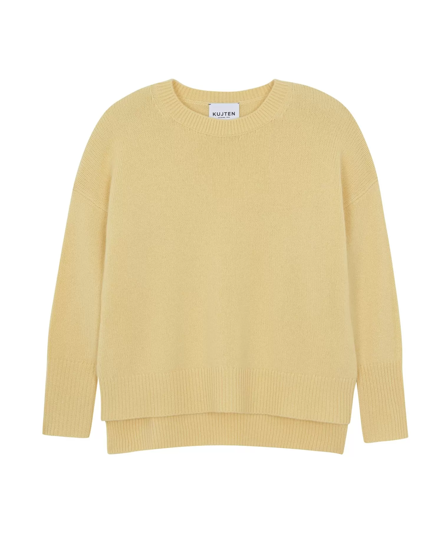 Kujten Sweaters & Sweatshirts>Women Round Neck Cashmere Sweater, 4-Threads Jaune Eggshell