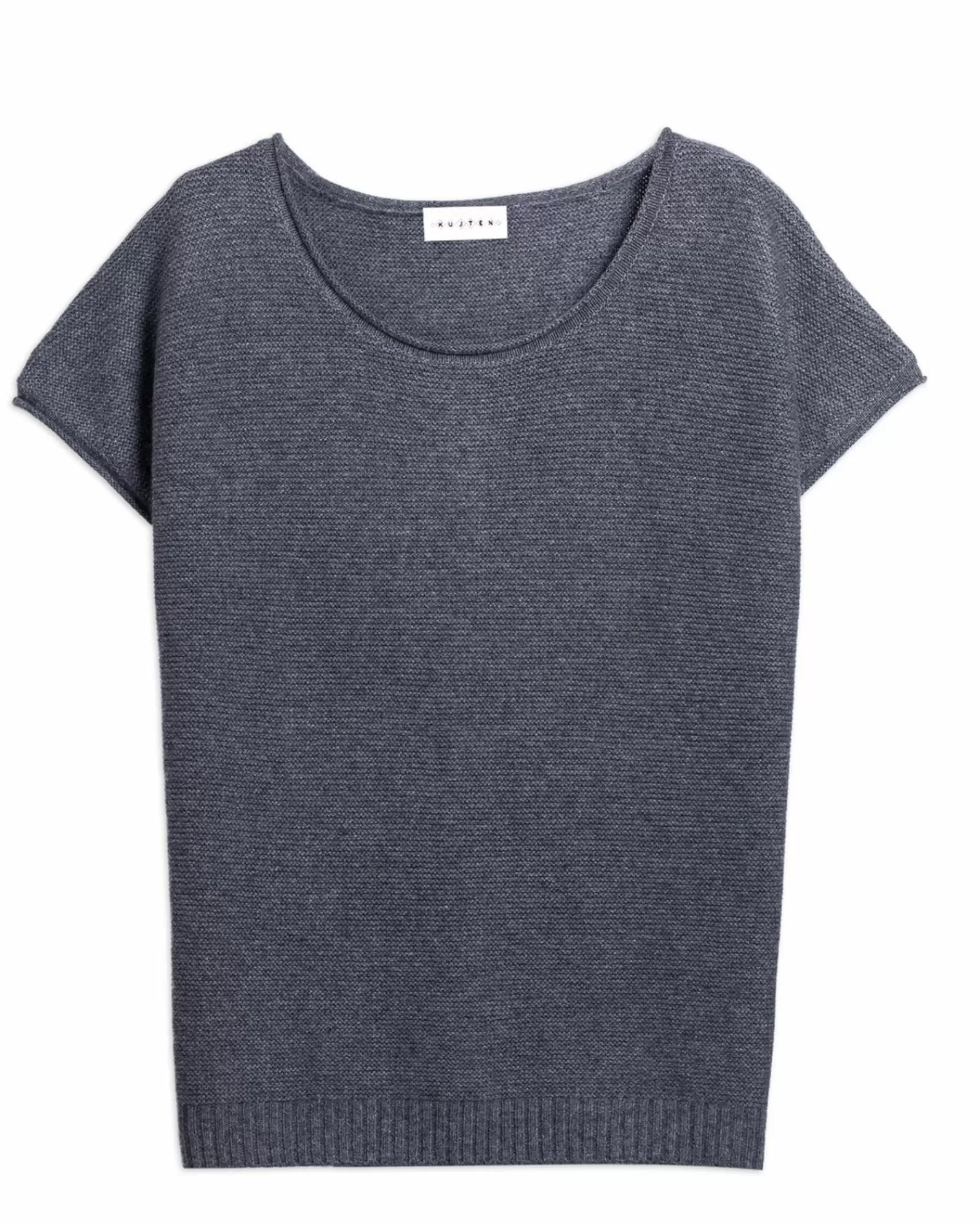 Kujten Sweaters & Sweatshirts>Women Round Neck Short Sleeves Sweater Gris Flanelle