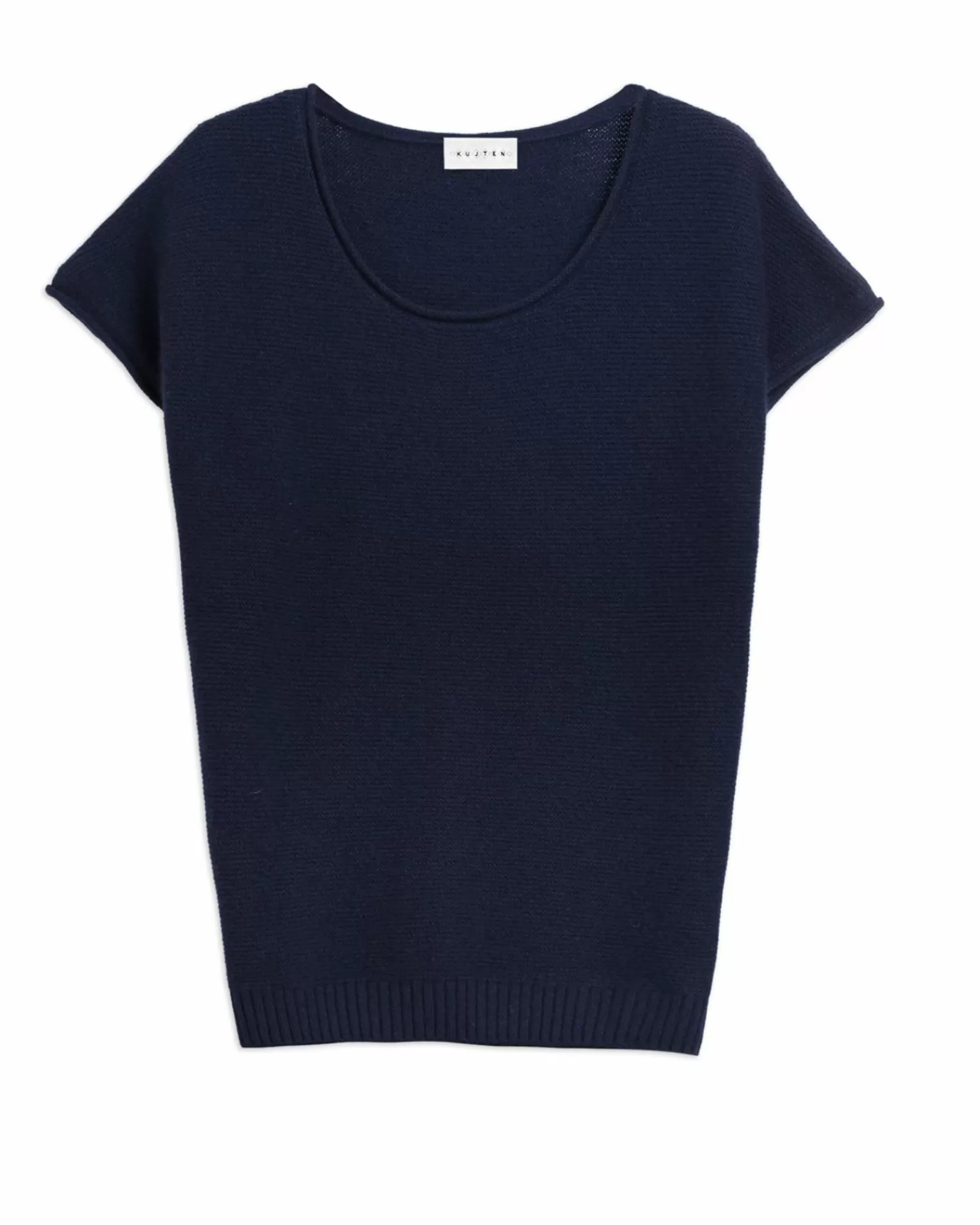 Kujten Sweaters & Sweatshirts>Women Round Neck Short Sleeves Sweater Bleu Marine