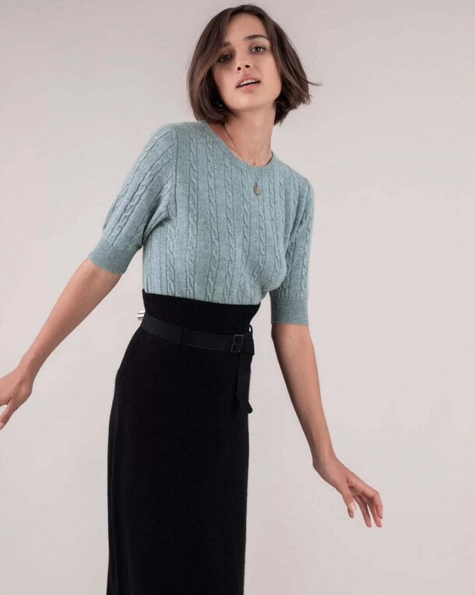 Kujten Sweaters & Sweatshirts>Women Short Sleeves Cashmere Sweater Vert Suzanne