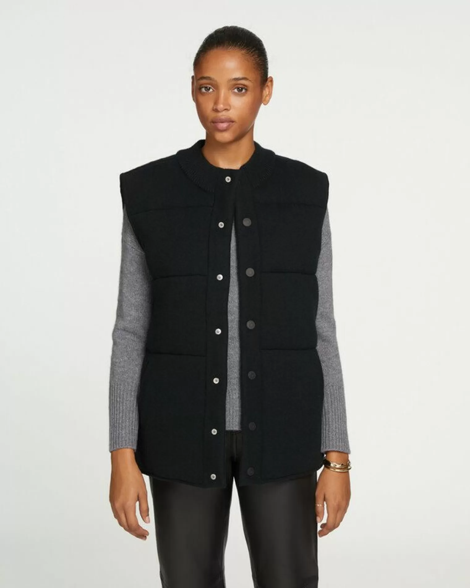 Kujten Coats>Women Sleeveless Cashmere Jacket Noir