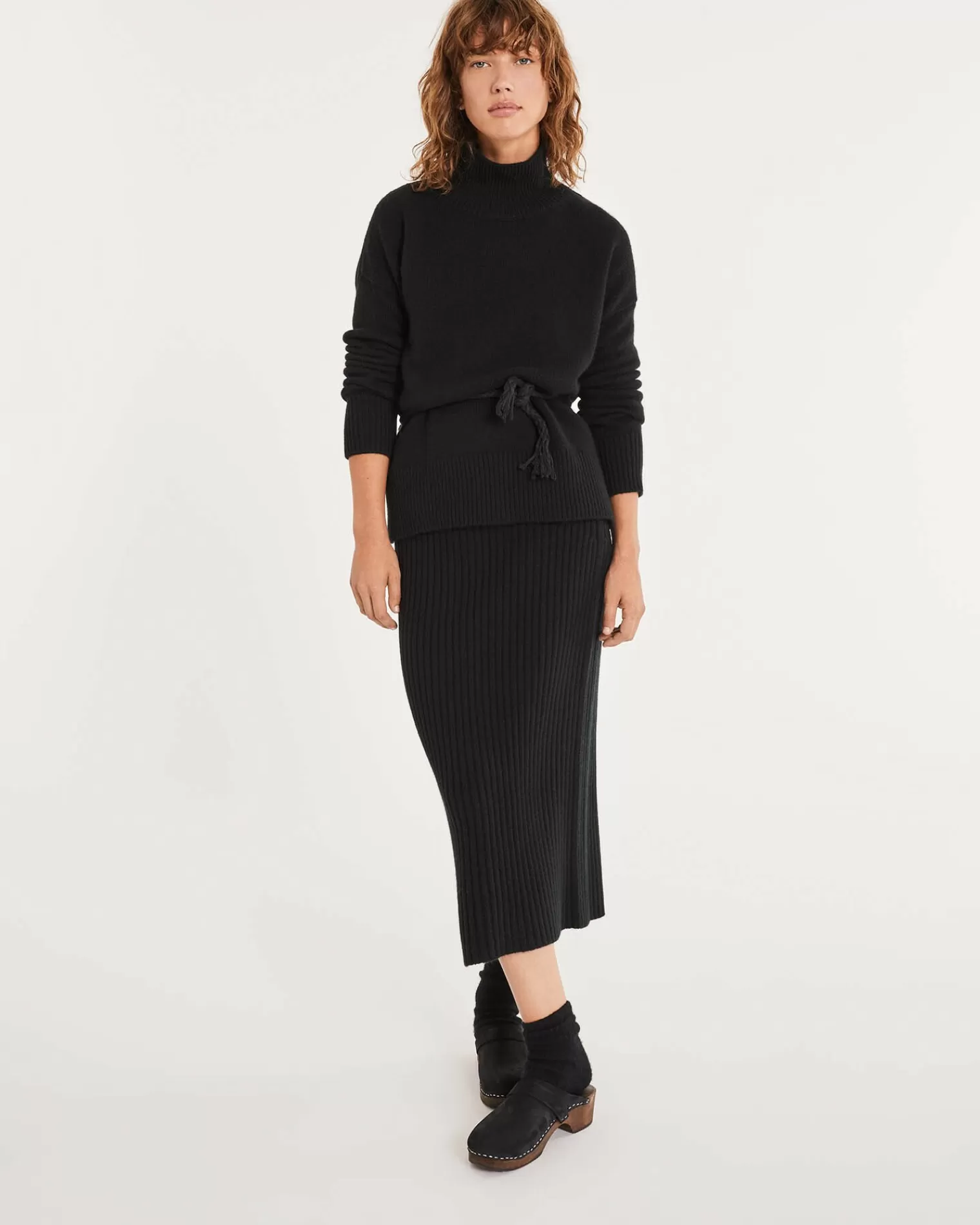 Kujten Dresses & Skirts>Women Straight Cashmere Long Skirt Noir