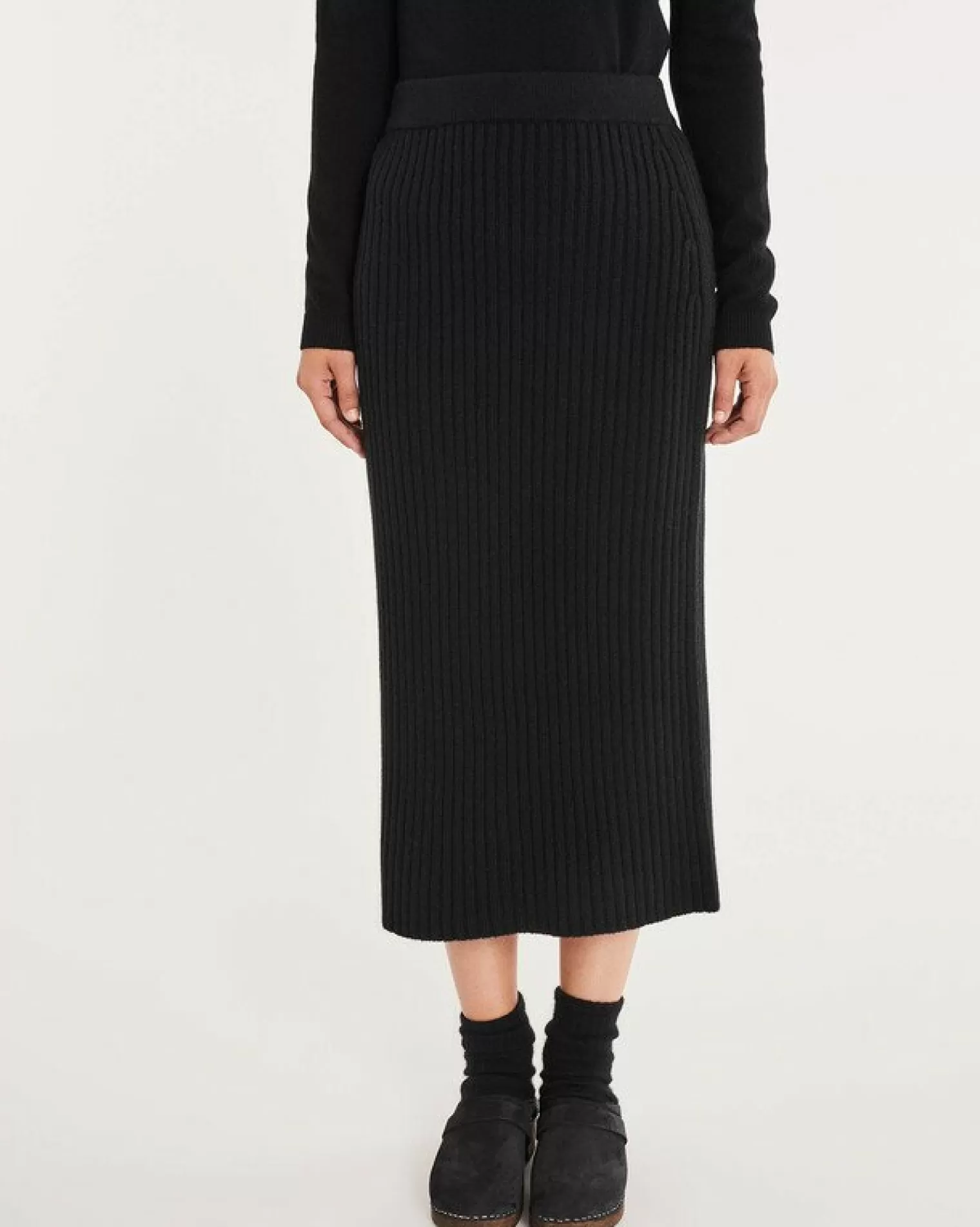 Kujten Dresses & Skirts>Women Straight Cashmere Long Skirt Noir