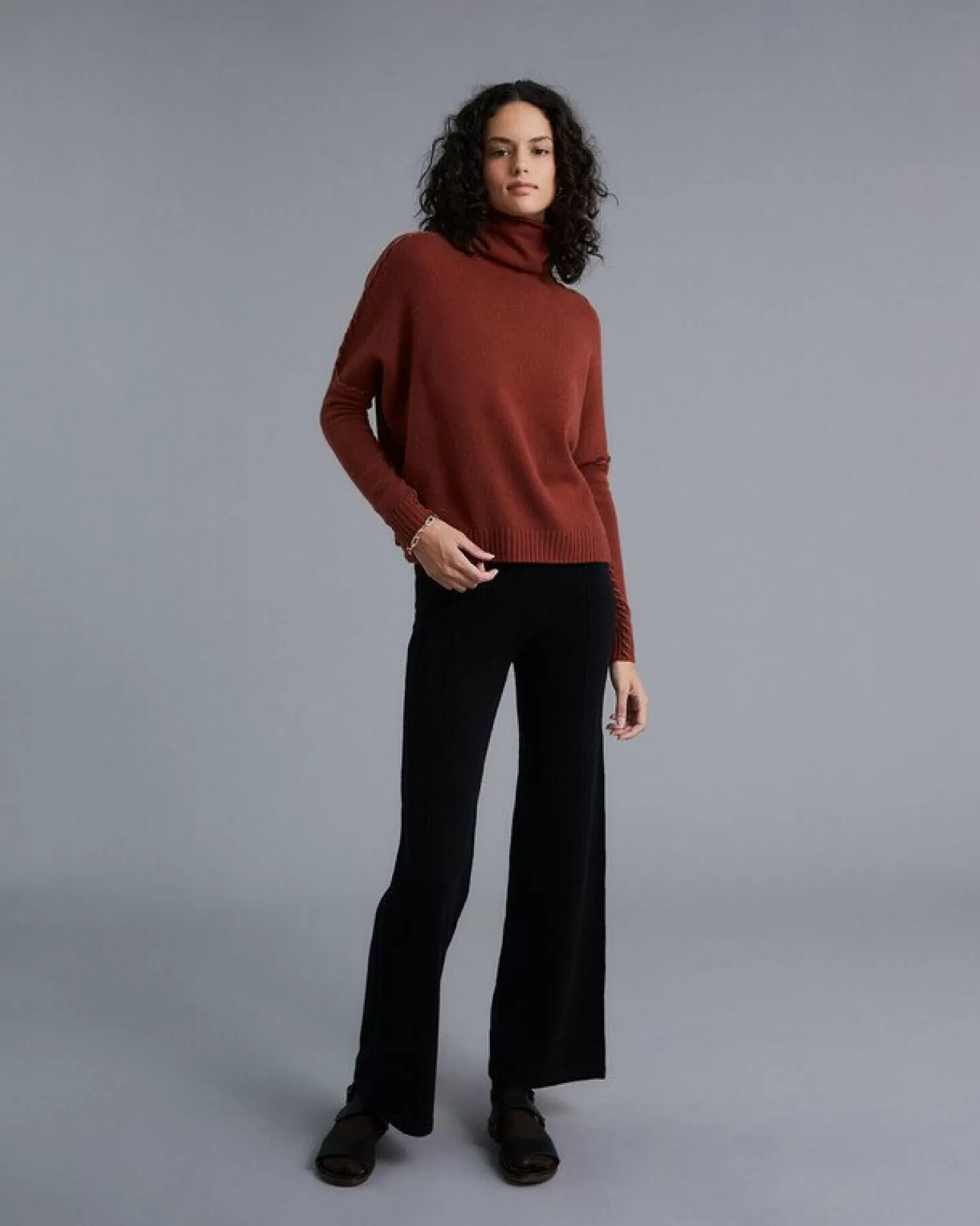 Kujten Sweaters & Sweatshirts>Women Turtleneck Cashmere Sweater Bordeaux Sienne