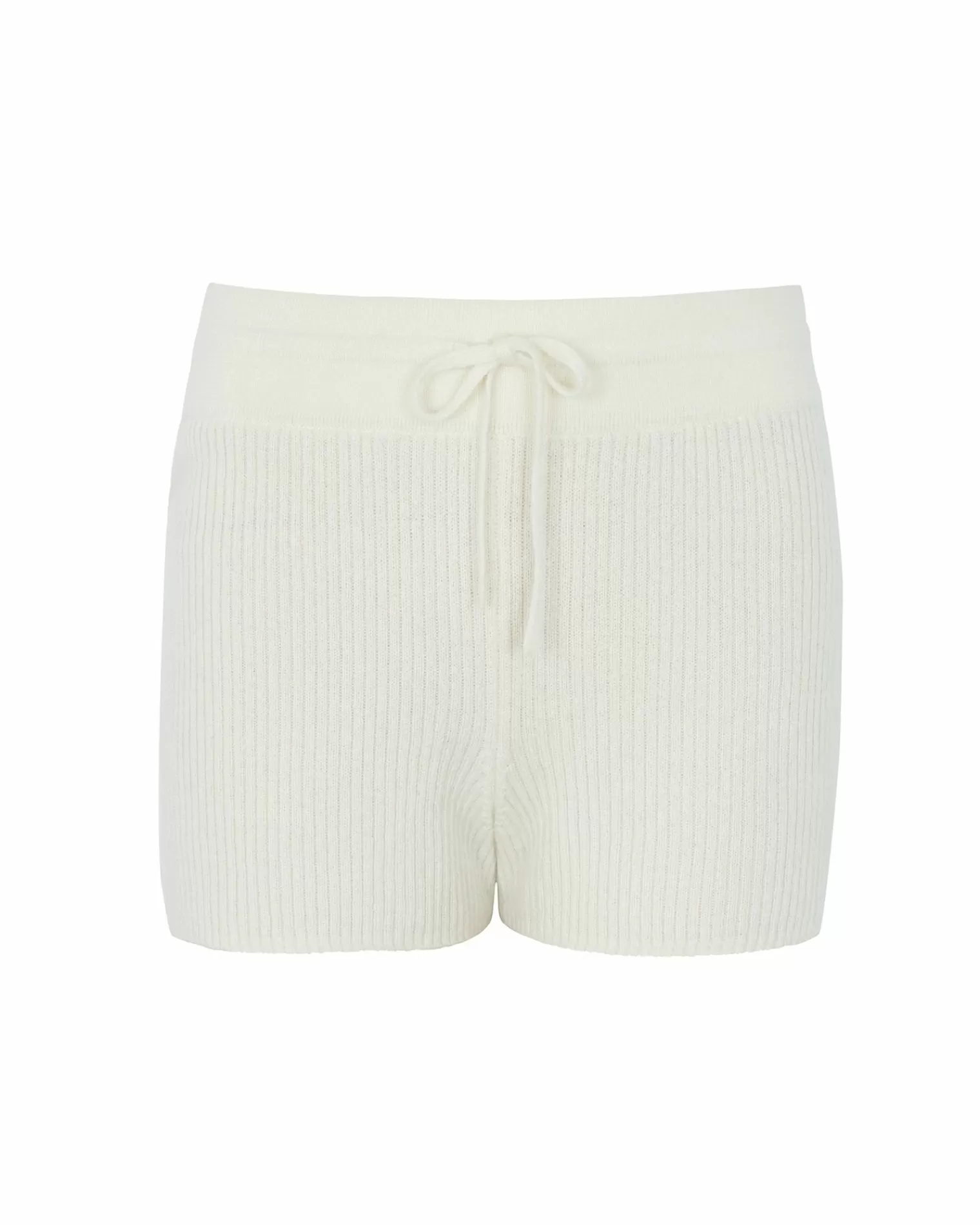 Kujten Pants & Shorts>Women'S Cashmere Ribbed Shorts Blanc