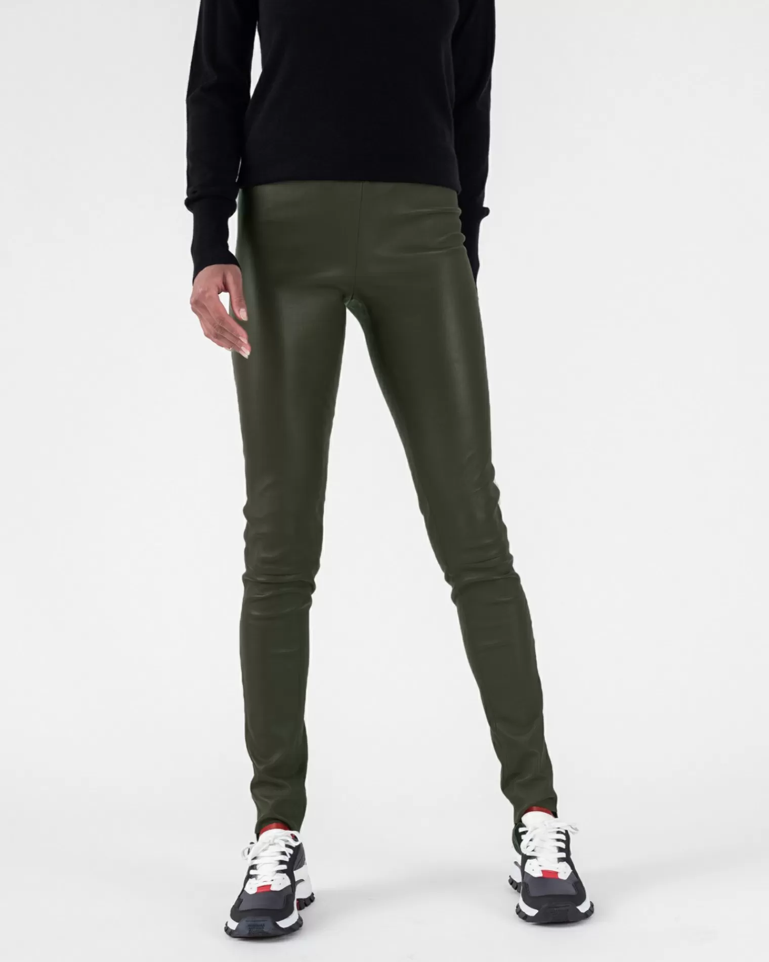 Kujten Joggings & Leggings>Women'S Leather Leggings Kaki Fonce