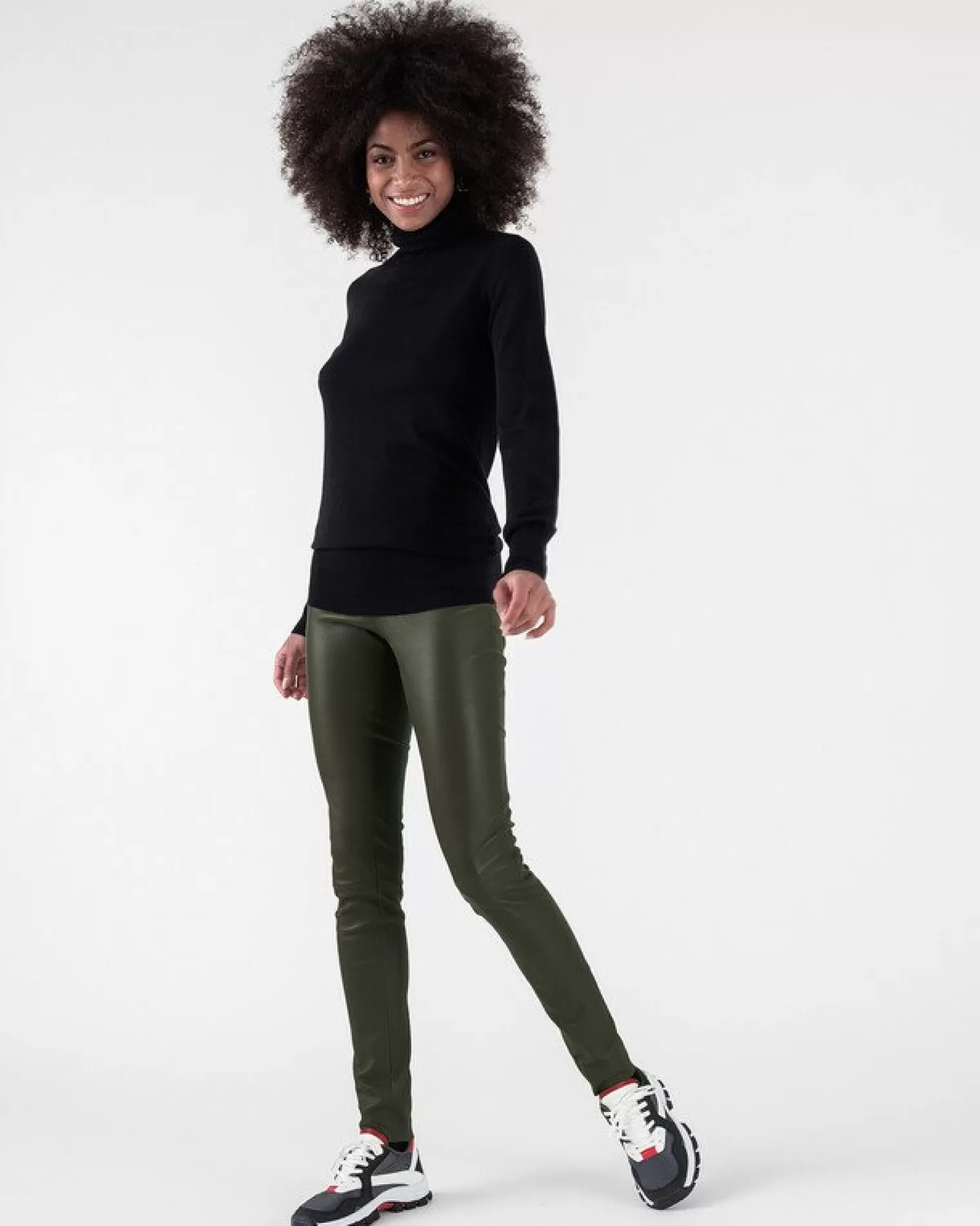 Kujten Joggings & Leggings>Women'S Leather Leggings Kaki Fonce