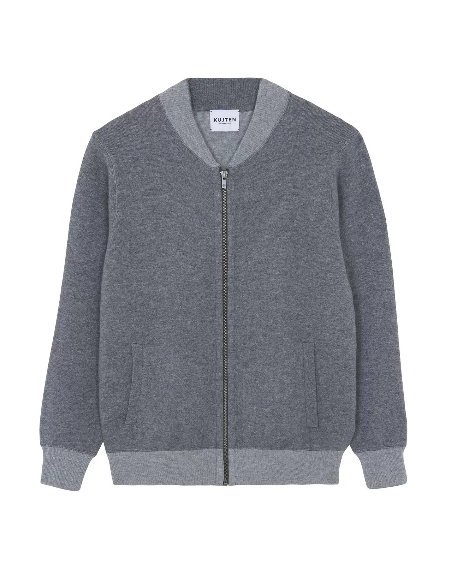 Kujten Jackets & Vests>Zipped Cashmere Jacket, 2-Threads Gris Flanelle