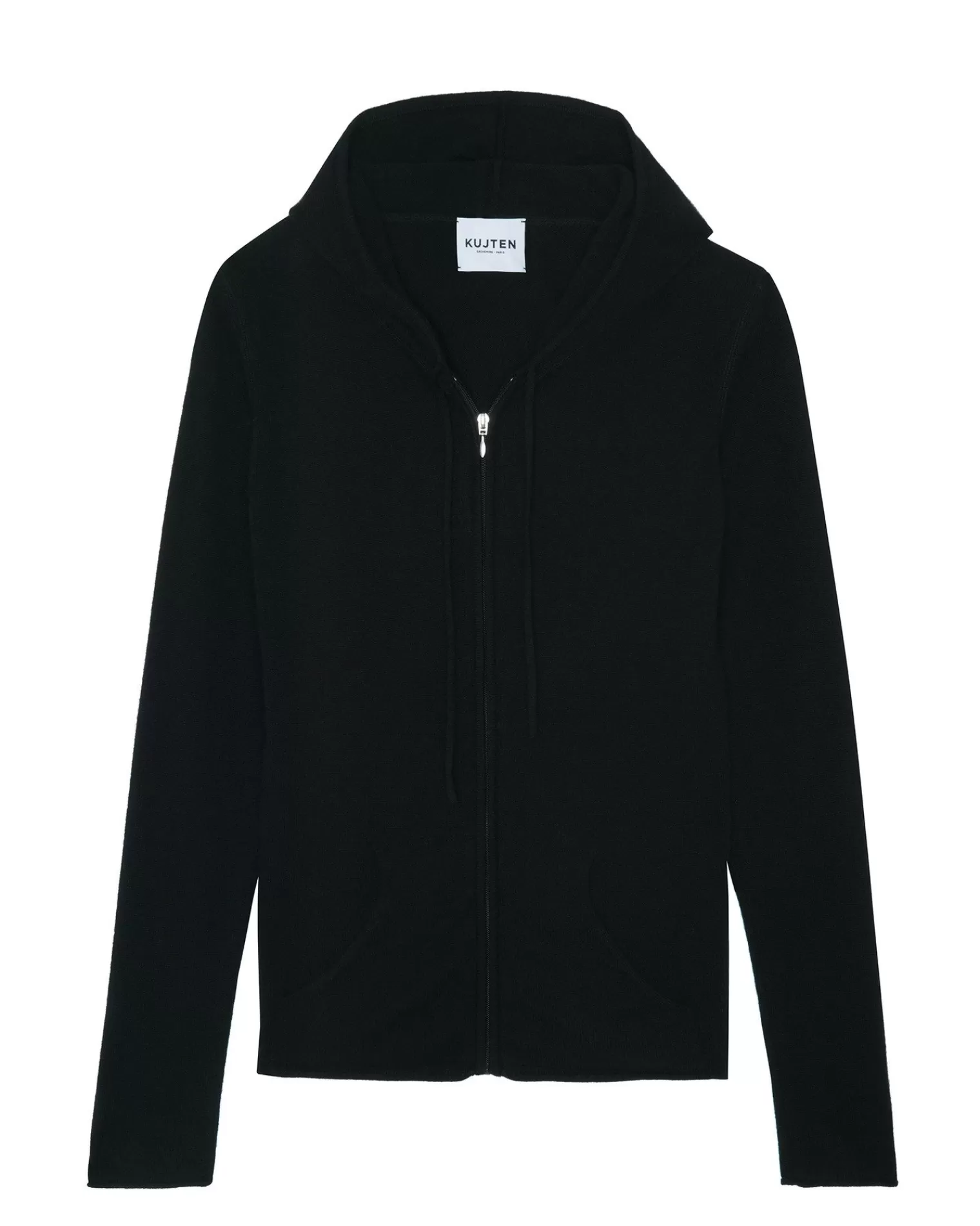 Kujten Hoodies>Zipped Hooded Round Neck Cashmere Vest Bleu Marine