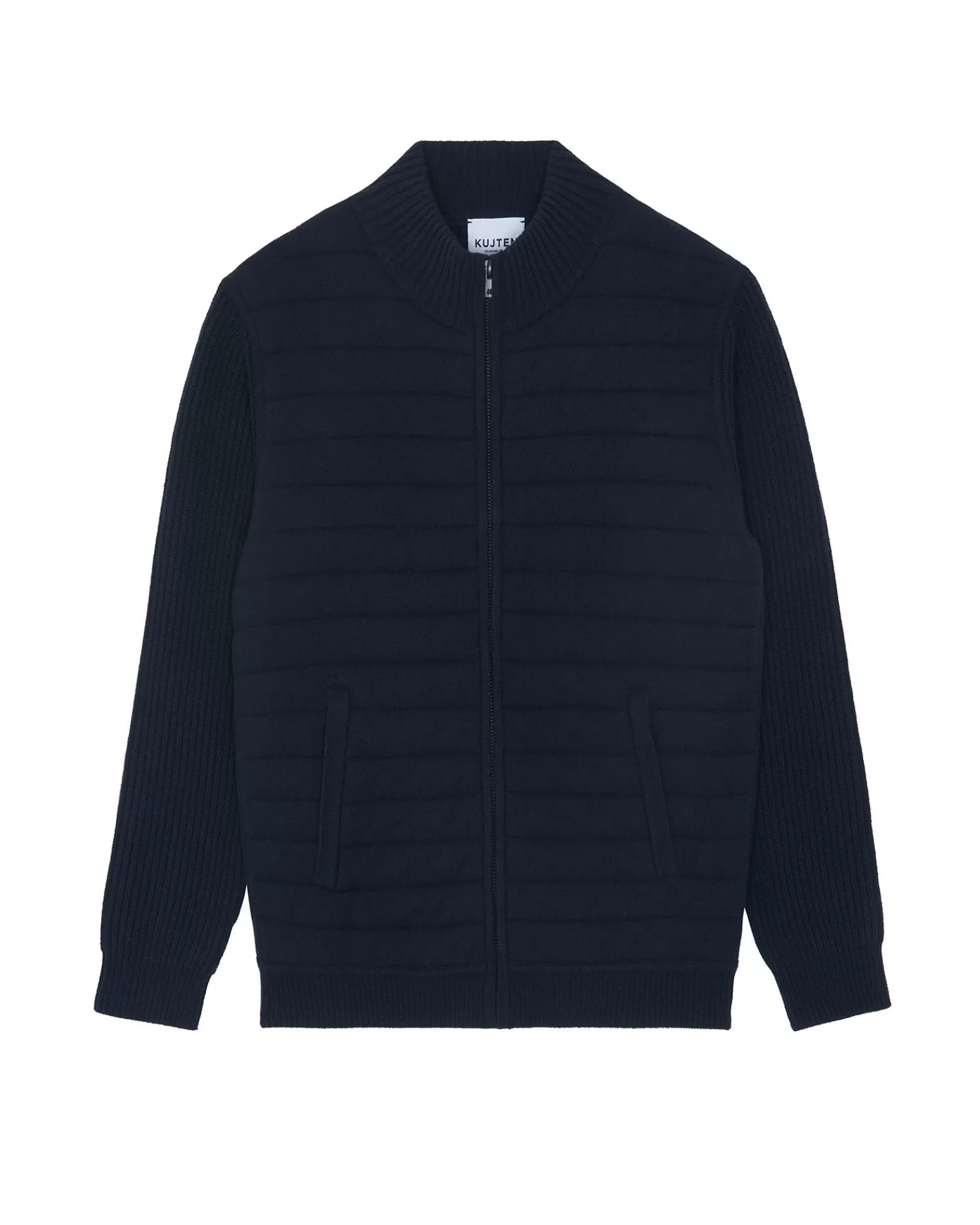 Kujten Jackets & Vests>Zipped Quilted Cashmere Jacket, 6-Threads Bleu Marine Fonce