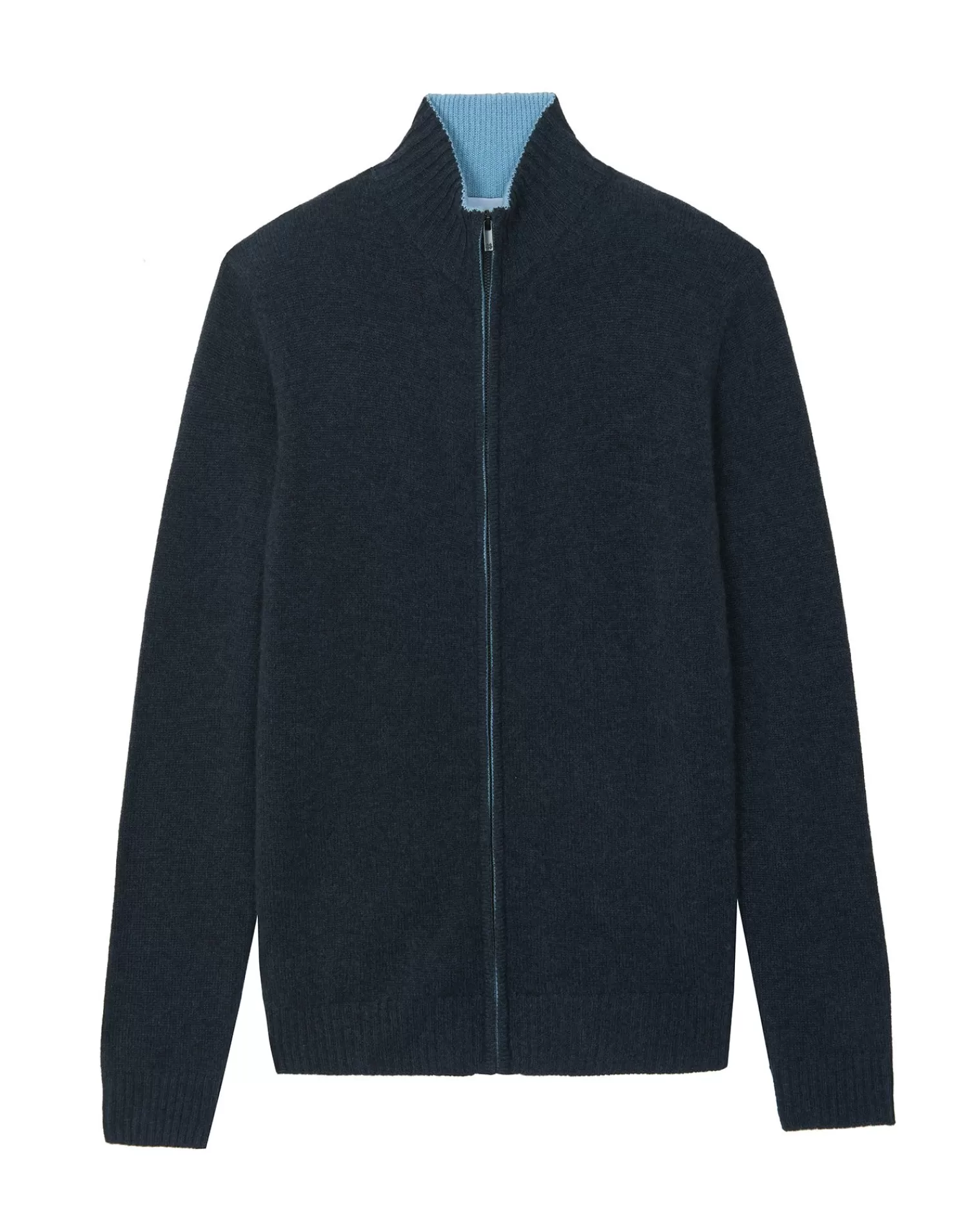 Kujten Jackets & Vests>Zipped Trucker Neckb Cashmere Cardigan Ocean